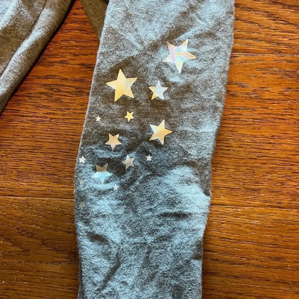Justice adorable girls gray size 10 leggings w/stars & sequin iridescent unicorn